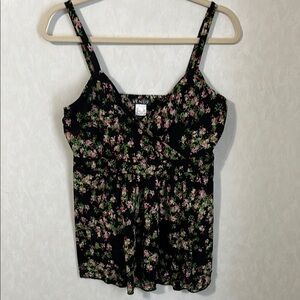 VENUS Black Floral Tie Camisole Spaghetti Strap